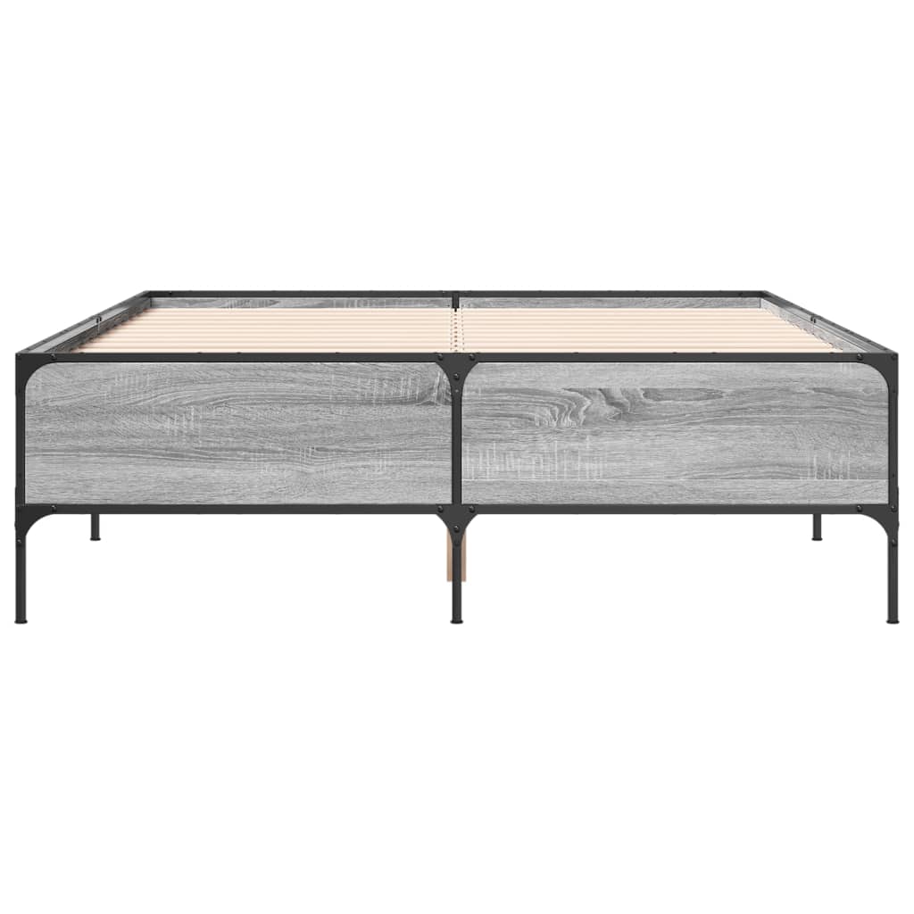 Bed Frame without Mattress Grey Sonoma 150x200 cm King Size