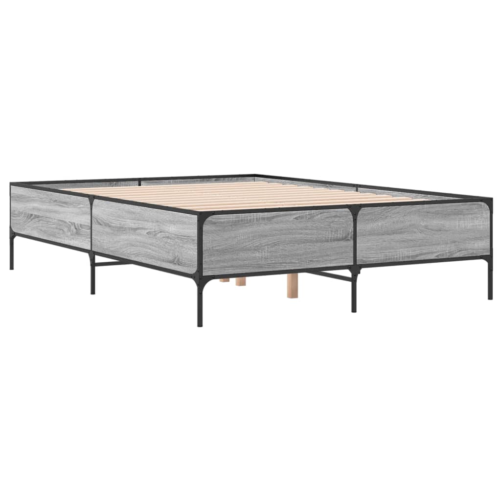 Bed Frame without Mattress Grey Sonoma 150x200 cm King Size