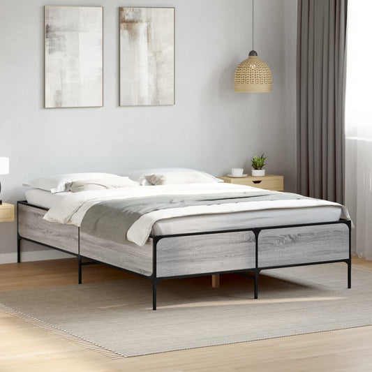 Bed Frame without Mattress Grey Sonoma 150x200 cm King Size