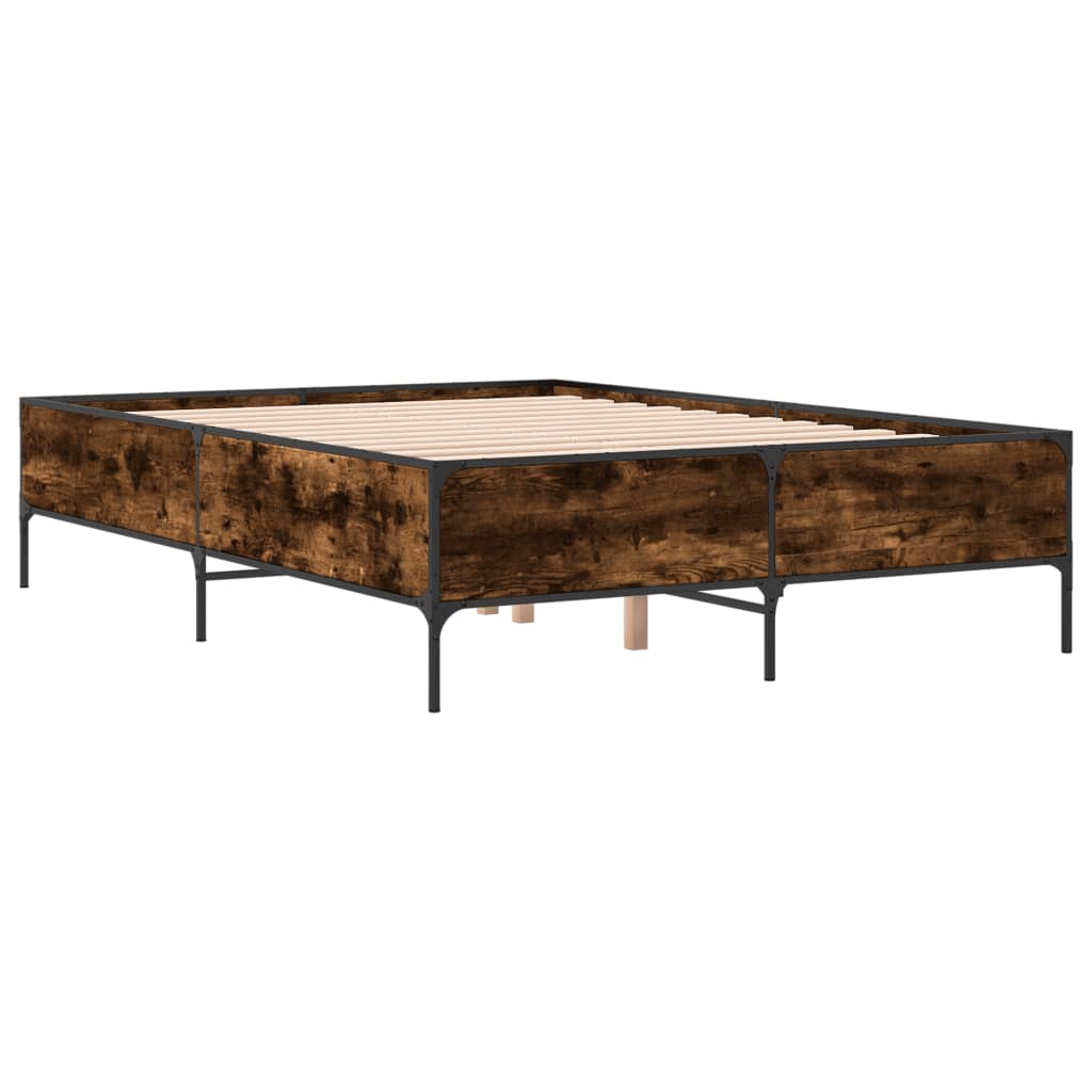 Bed Frame without Mattress Smoked Oak 120x200 cm