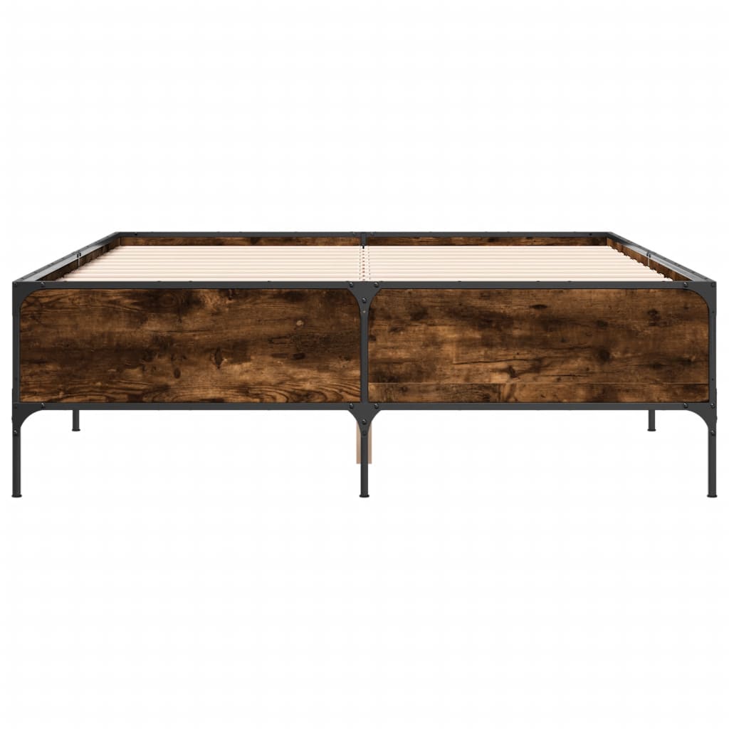 Bed Frame without Mattress Smoked Oak 120x200 cm