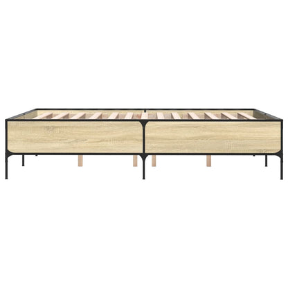 Bed Frame Sonoma Oak 140x190 cm Engineered Wood and Metal