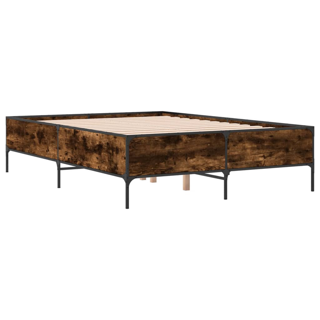 Bed Frame without Mattress Smoked Oak 140x190 cm