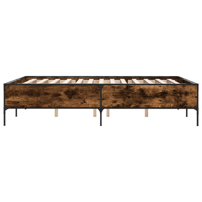 Bed Frame without Mattress Smoked Oak 140x190 cm