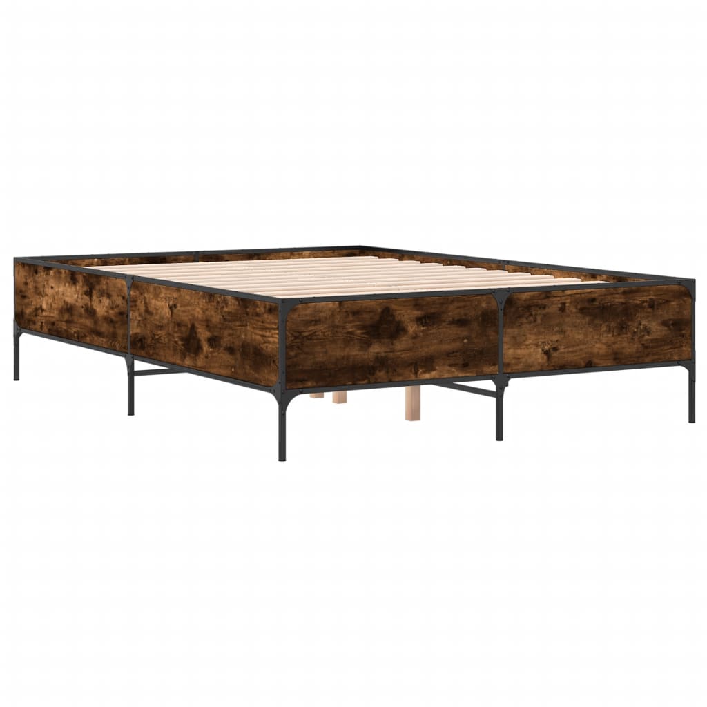 Bed Frame without Mattress Smoked Oak 140x190 cm