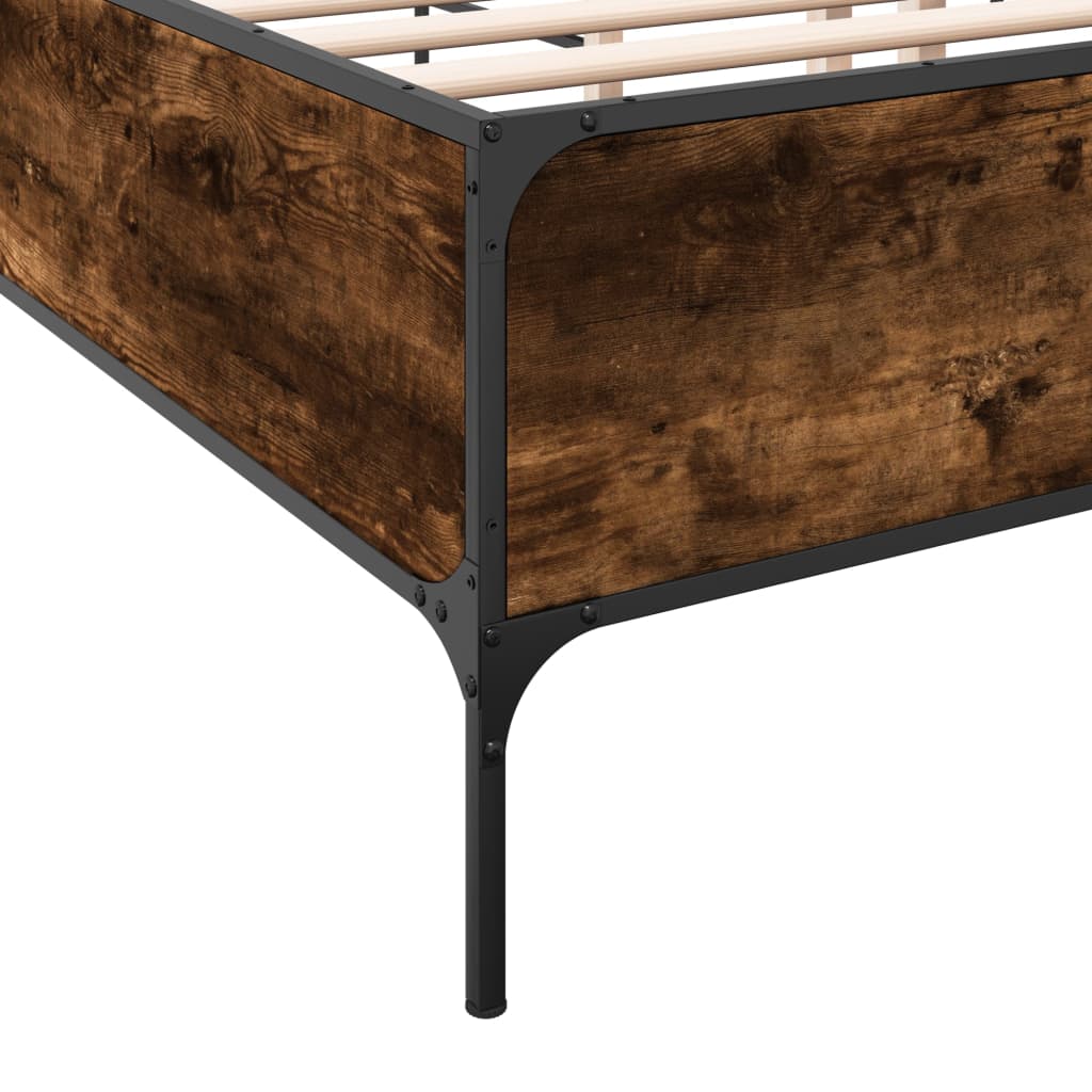 Bed Frame without Mattress Smoked Oak 140x190 cm