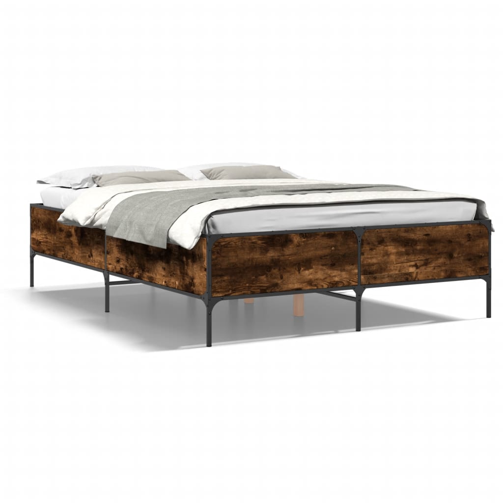 Bed Frame without Mattress Smoked Oak 140x190 cm