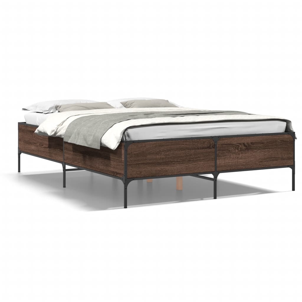 Bed Frame without Mattress Brown Oak 140x190 cm