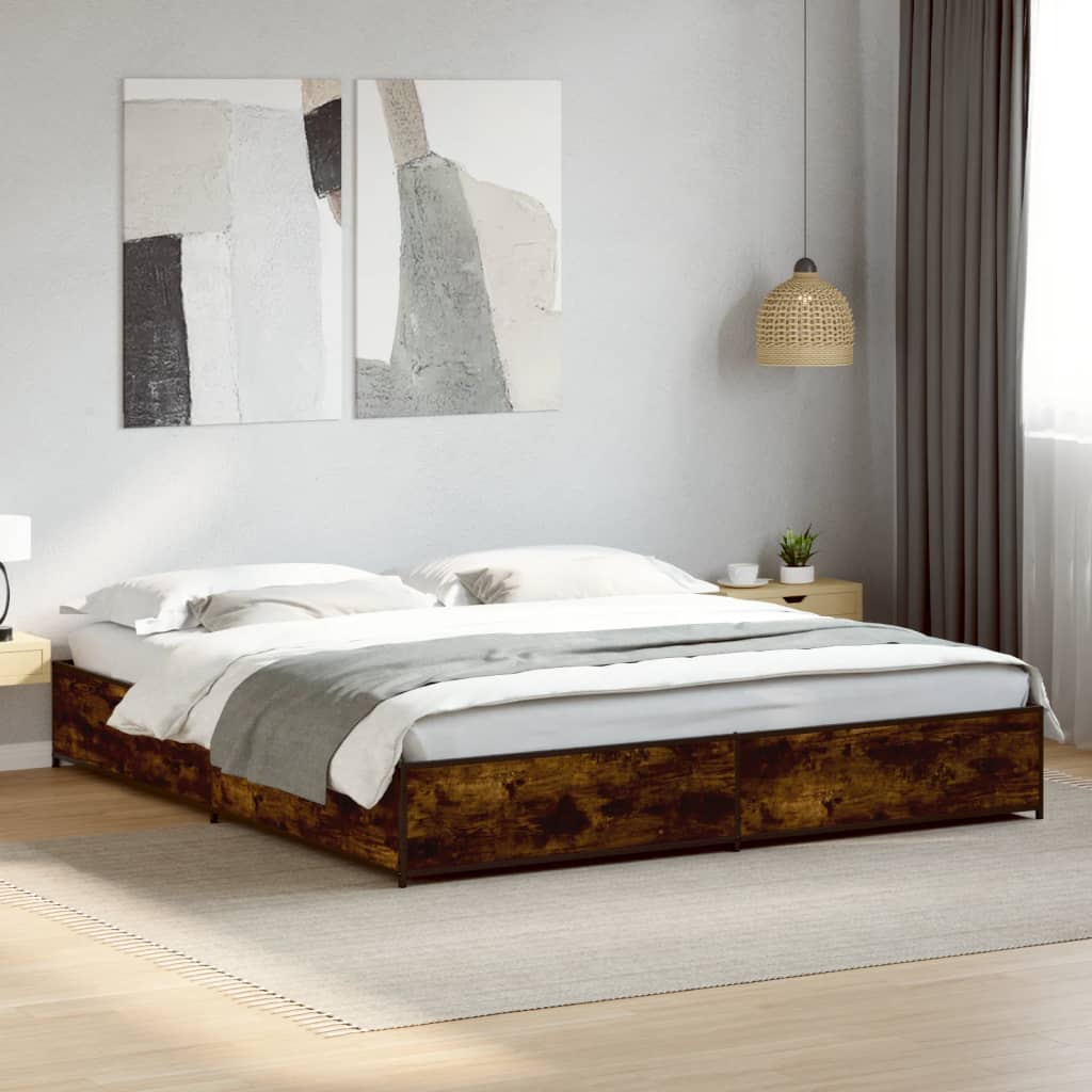 Bed Frame without Mattress Smoked Oak 200x200 cm