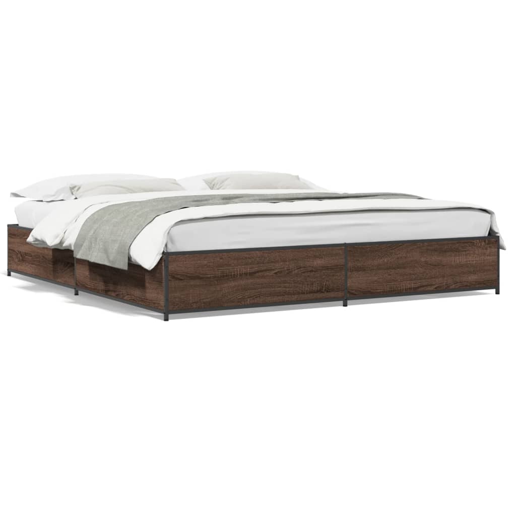 Bed Frame without Mattress Brown Oak 200x200 cm