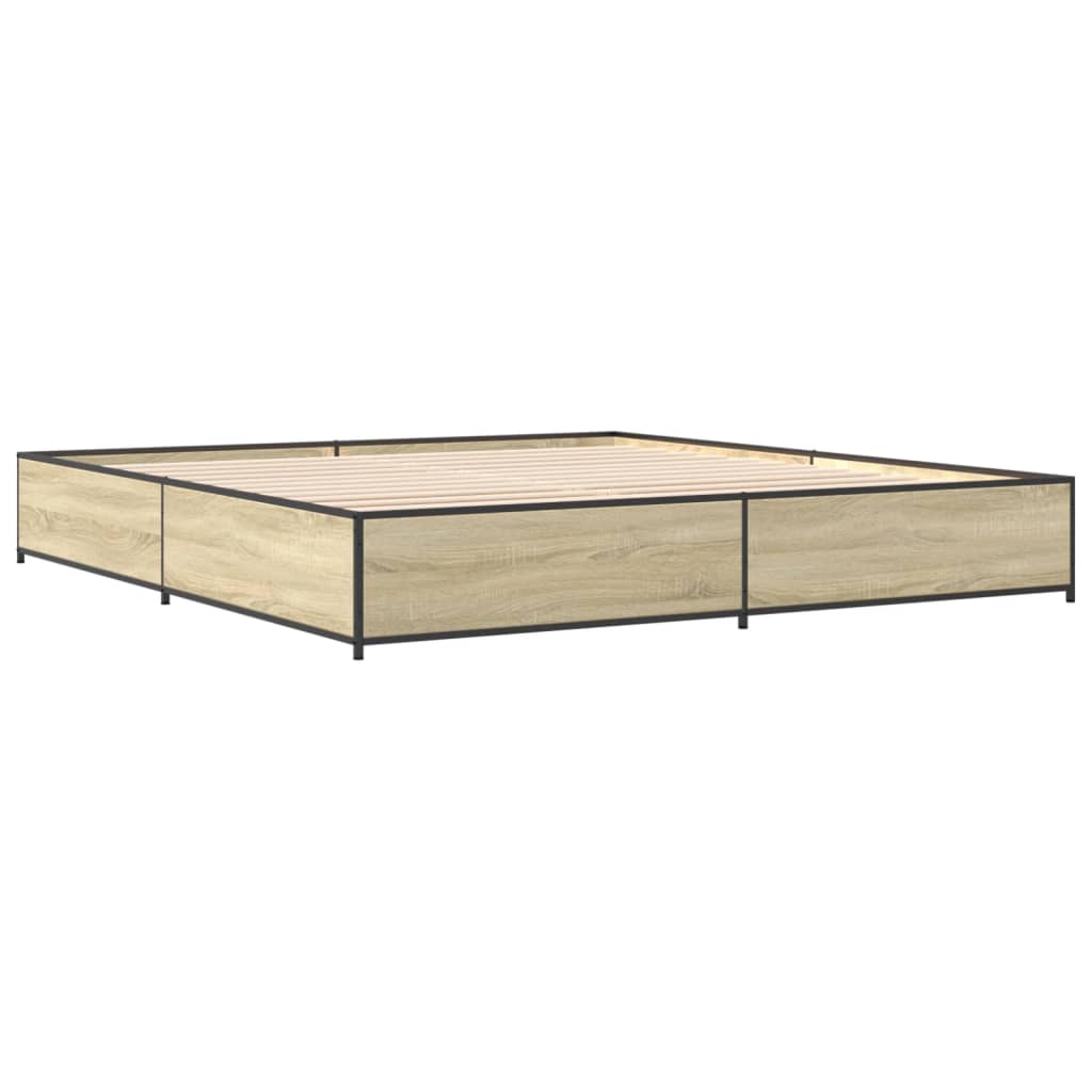 Bed Frame Sonoma Oak 180x200 cm Super King Engineered Wood and Metal