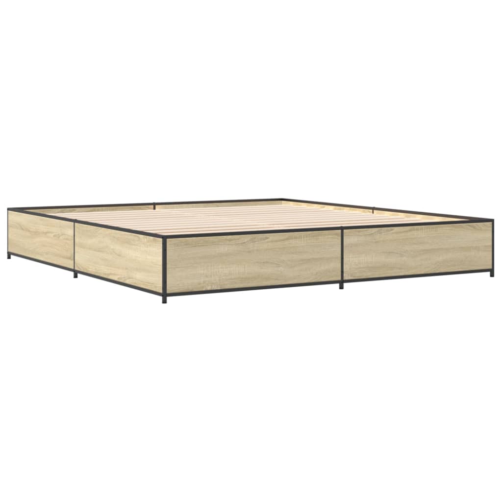 Bed Frame Sonoma Oak 180x200 cm Super King Engineered Wood and Metal