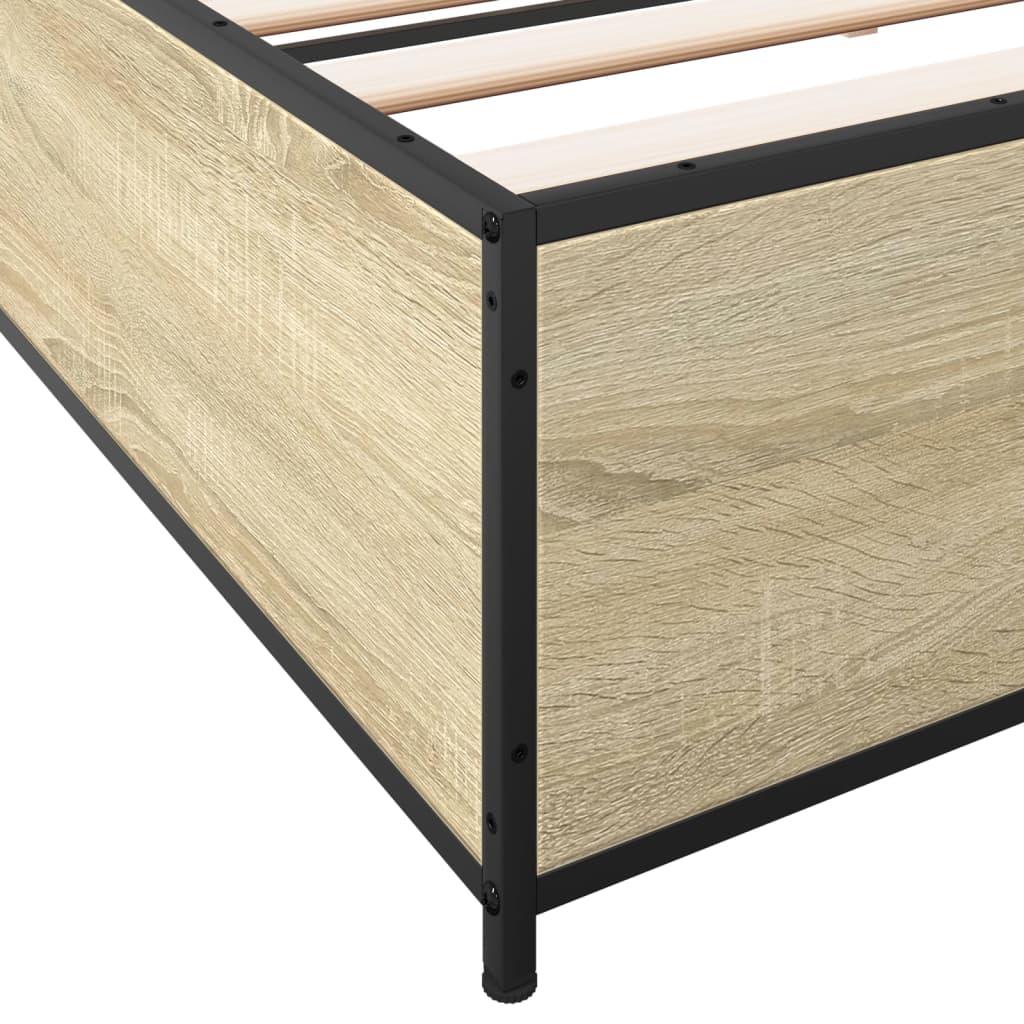 Bed Frame Sonoma Oak 180x200 cm Super King Engineered Wood and Metal