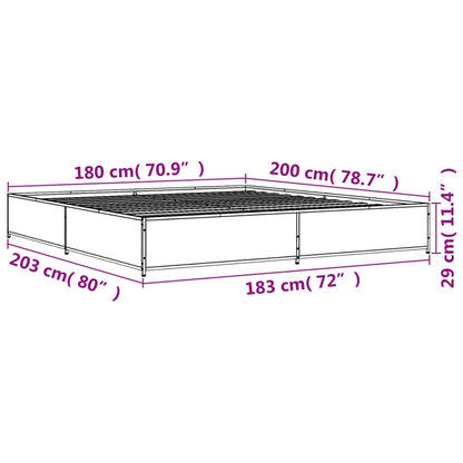 Bed Frame without Mattress Smoked Oak 180x200 cm Super King