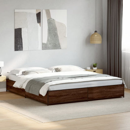 Bed Frame without Mattress Brown Oak 160x200 cm