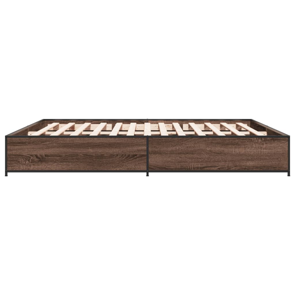 Bed Frame without Mattress Brown Oak 160x200 cm