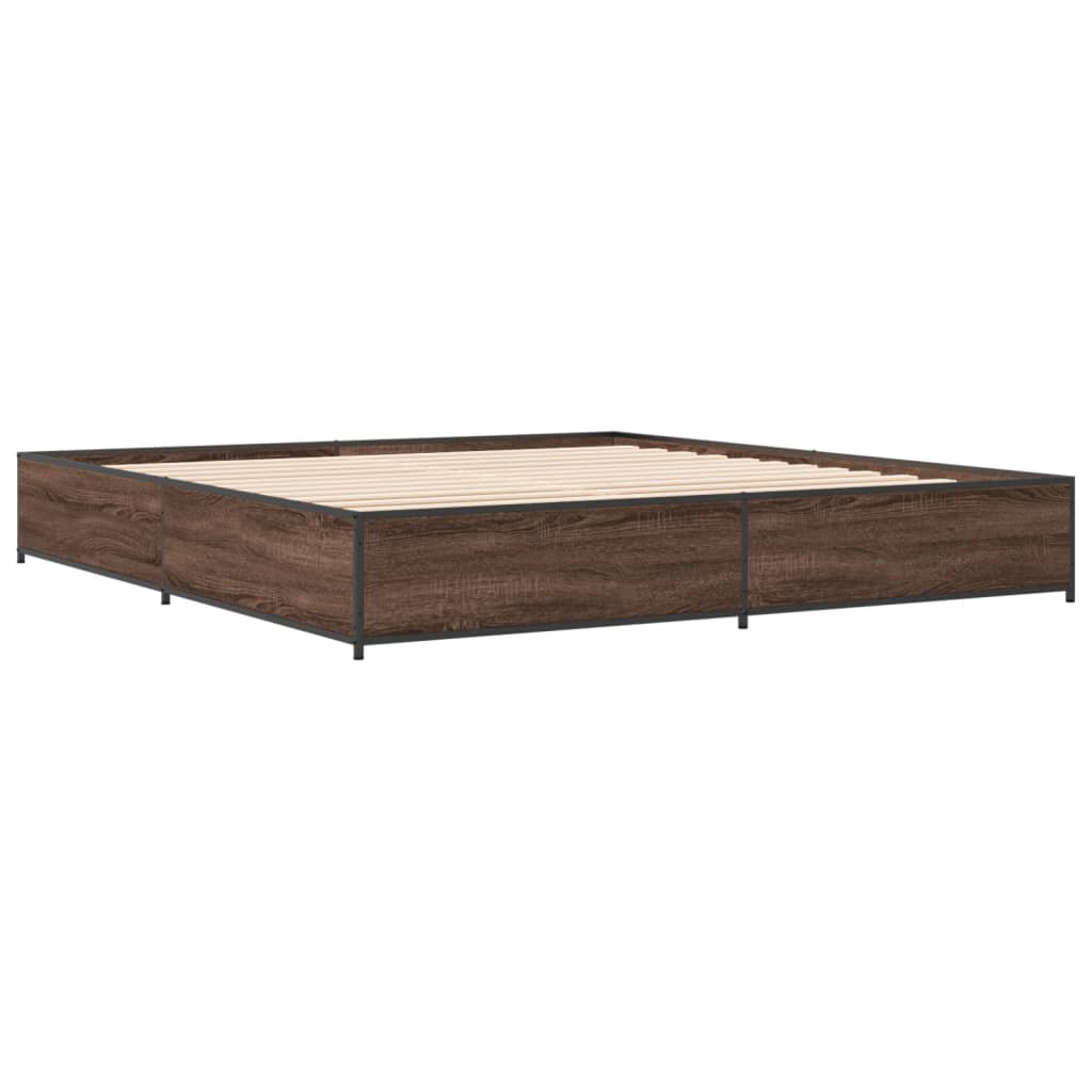 Bed Frame without Mattress Brown Oak 160x200 cm