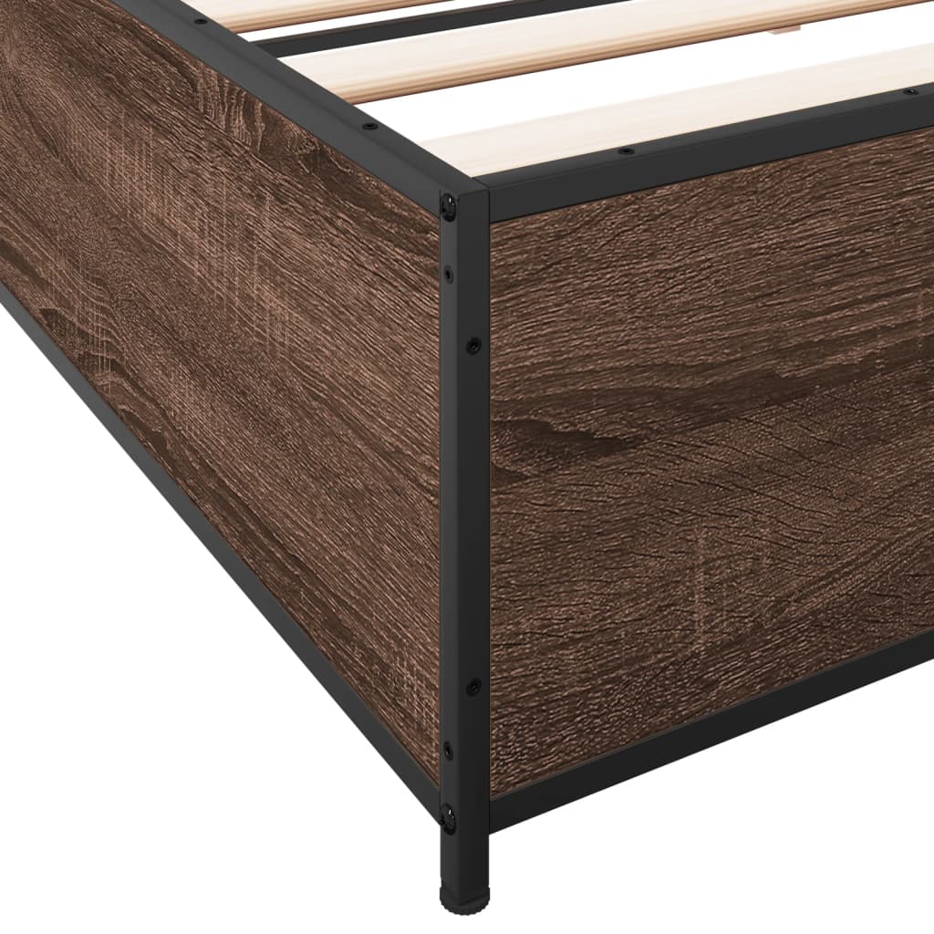 Bed Frame without Mattress Brown Oak 160x200 cm