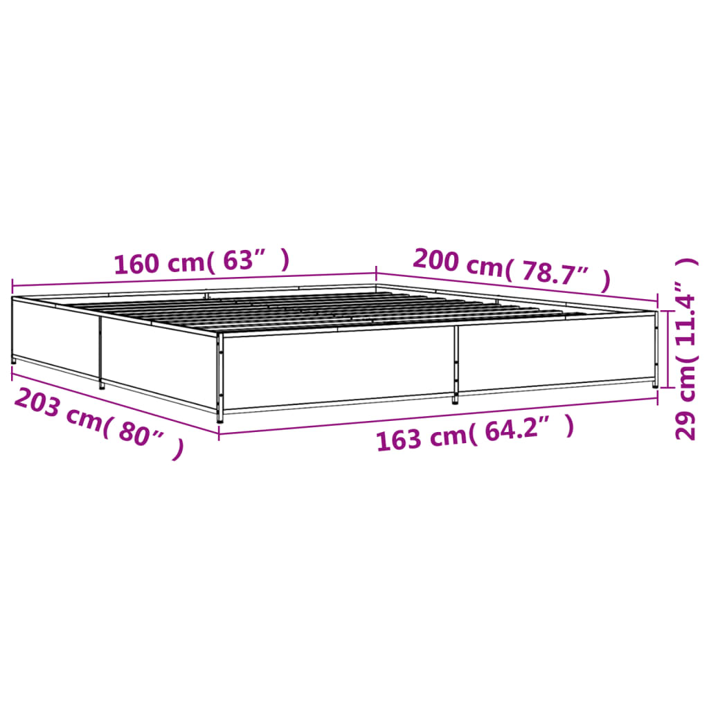 Bed Frame without Mattress Brown Oak 160x200 cm