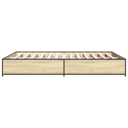 Bed Frame Sonoma Oak 150x200 cm King Size Engineered Wood and Metal