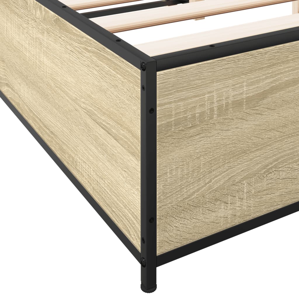 Bed Frame Sonoma Oak 150x200 cm King Size Engineered Wood and Metal