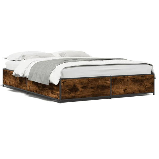 Bed Frame without Mattress Smoked Oak 150x200 cm King Size