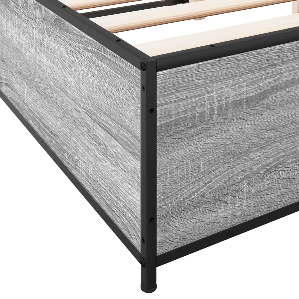 Bed Frame Grey Sonoma 150x200 cm King Size Engineered Wood and Metal