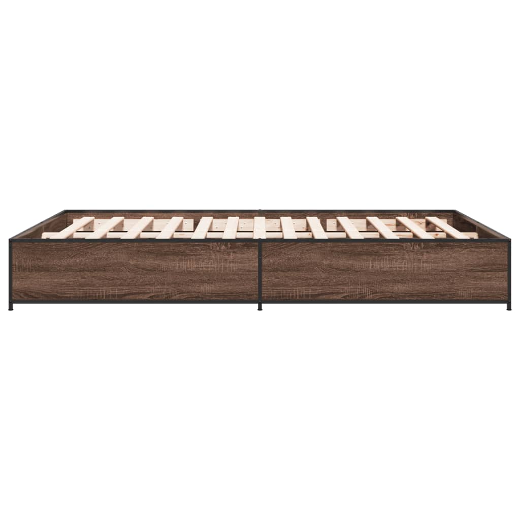 Bed Frame without Mattress Brown Oak 150x200 cm King Size