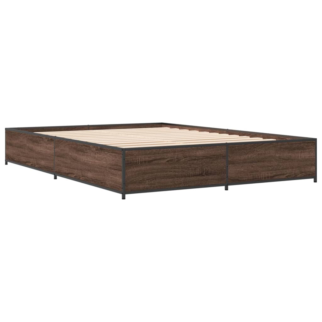 Bed Frame without Mattress Brown Oak 150x200 cm King Size