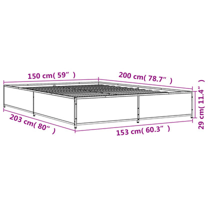 Bed Frame without Mattress Brown Oak 150x200 cm King Size