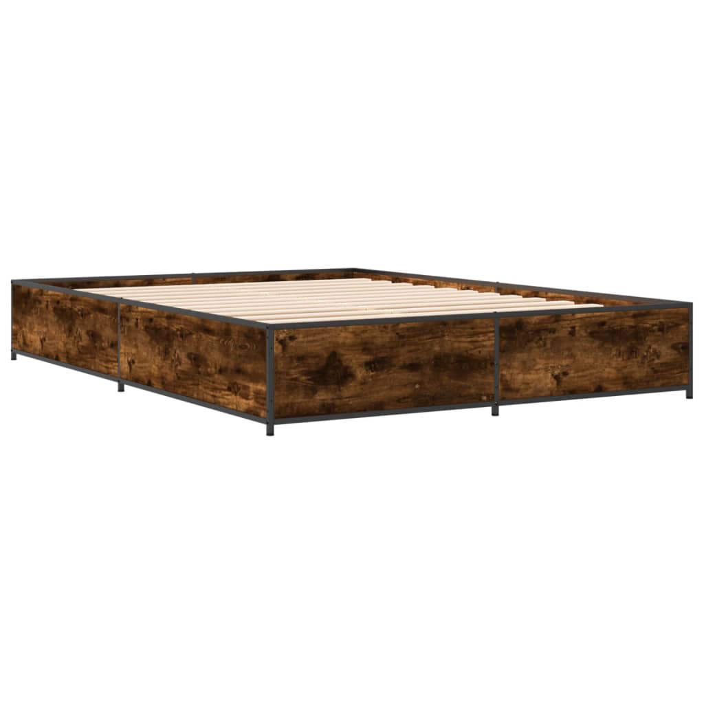 Bed Frame without Mattress Smoked Oak 120x200 cm