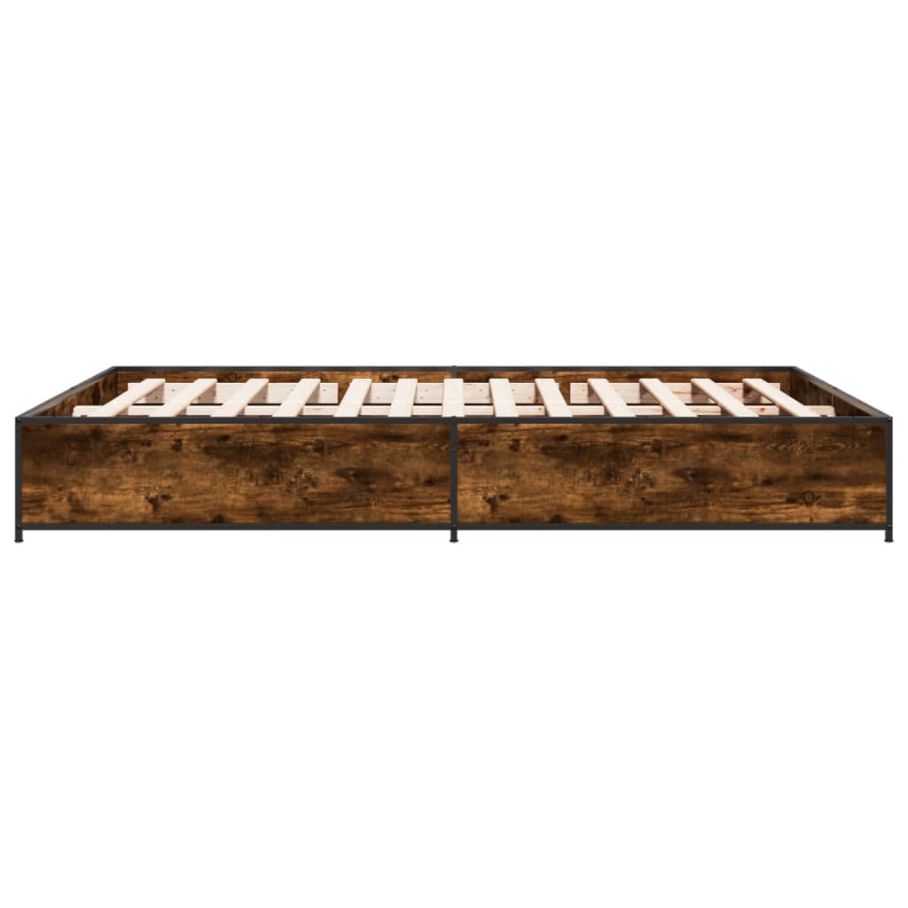 Bed Frame Smoked Oak 140x190 cm Engineered Wood and Metal