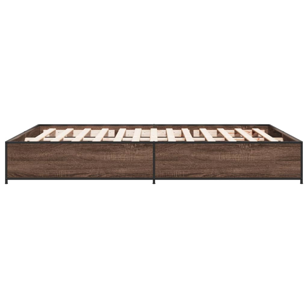 Bed Frame without Mattress Brown Oak 140x190 cm