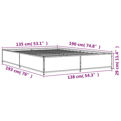 Bed Frame without Mattress Brown Oak 135x190 cm Double