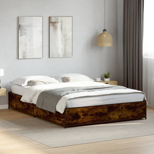 Bed Frame without Mattress Smoked Oak 120x190 cm Small Double