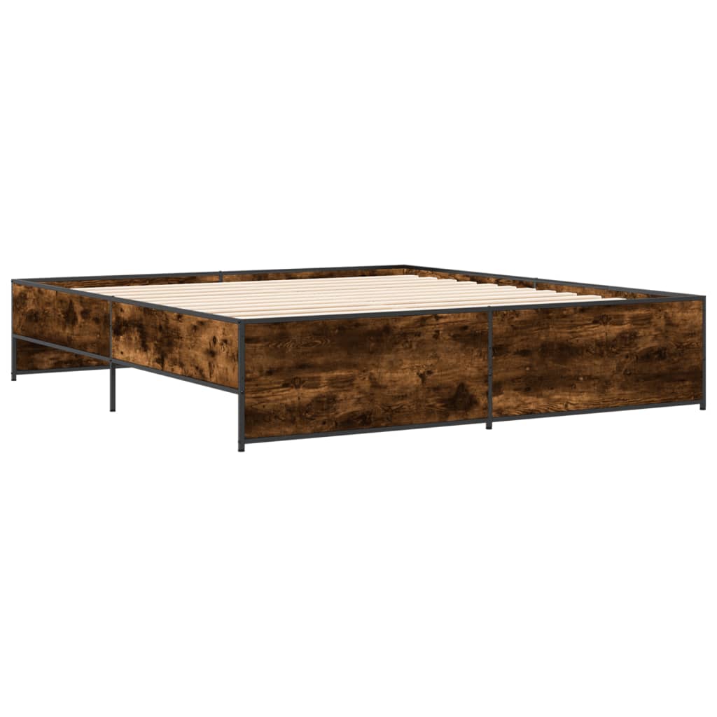 Bed Frame without Mattress Smoked Oak 200x200 cm