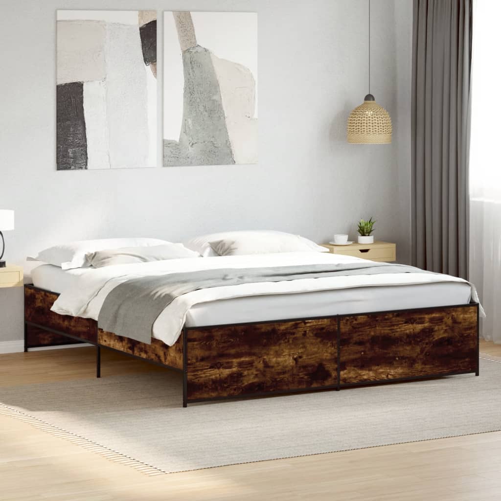 Bed Frame without Mattress Smoked Oak 200x200 cm