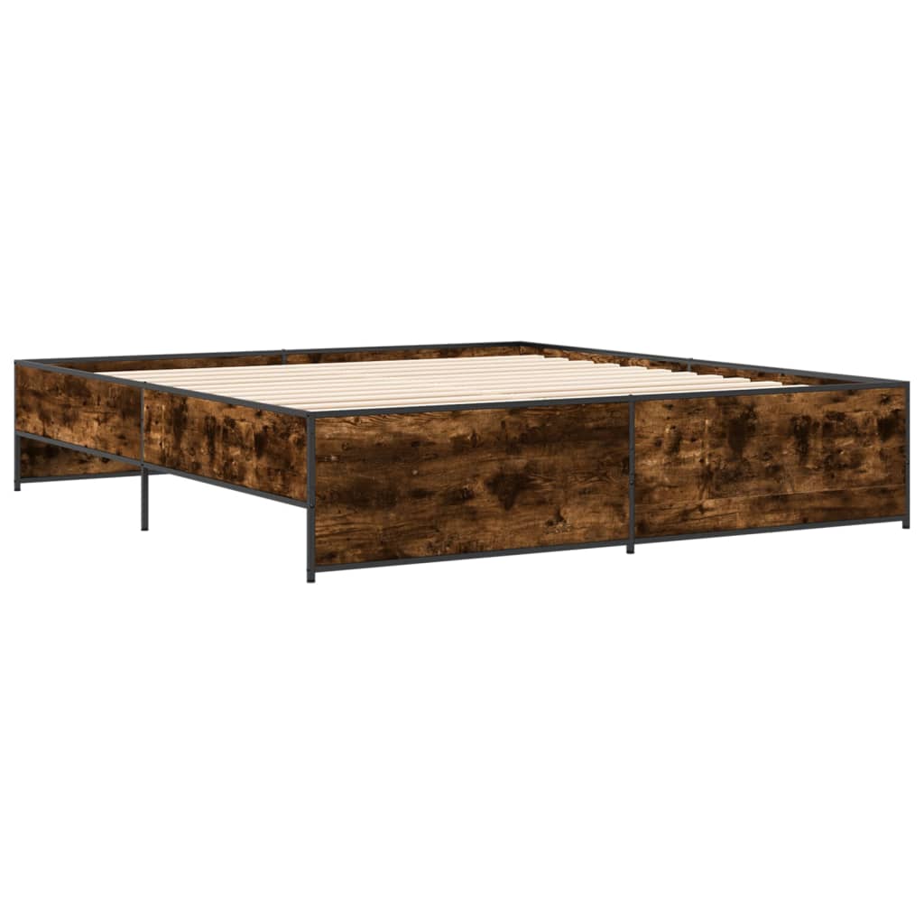 Bed Frame without Mattress Smoked Oak 200x200 cm