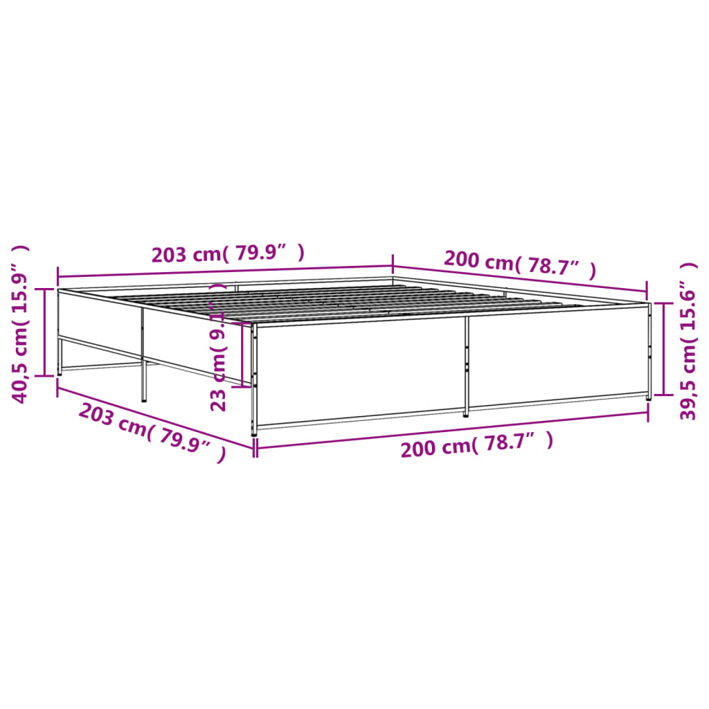 Bed Frame without Mattress Smoked Oak 200x200 cm