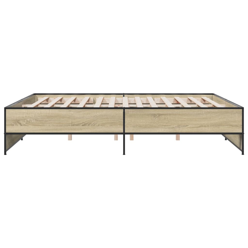 Bed Frame Sonoma Oak 180x200 cm Super King Engineered Wood and Metal