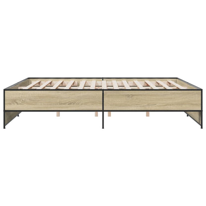 Bed Frame Sonoma Oak 180x200 cm Super King Engineered Wood and Metal