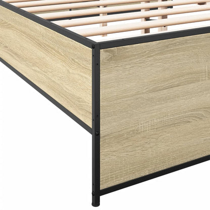 Bed Frame Sonoma Oak 180x200 cm Super King Engineered Wood and Metal