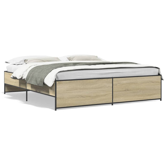 Bed Frame Sonoma Oak 180x200 cm Super King Engineered Wood and Metal