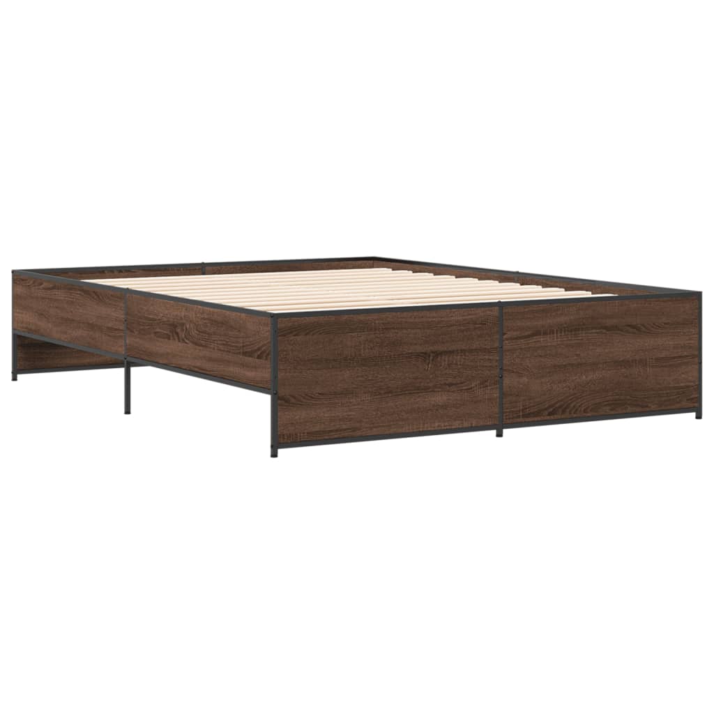 Bed Frame without Mattress Brown Oak 160x200 cm