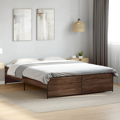 Bed Frame without Mattress Brown Oak 160x200 cm