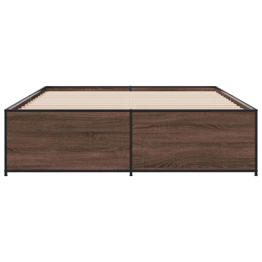 Bed Frame without Mattress Brown Oak 160x200 cm