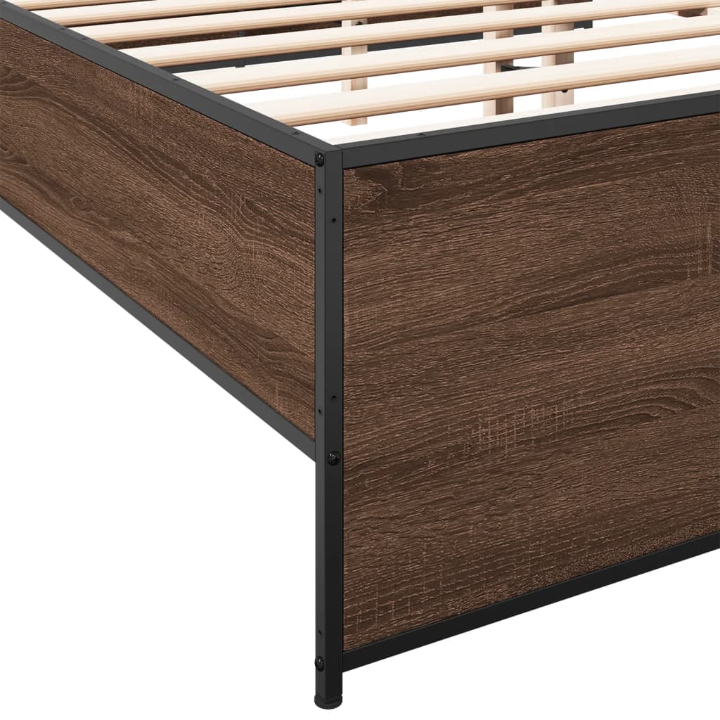 Bed Frame without Mattress Brown Oak 160x200 cm