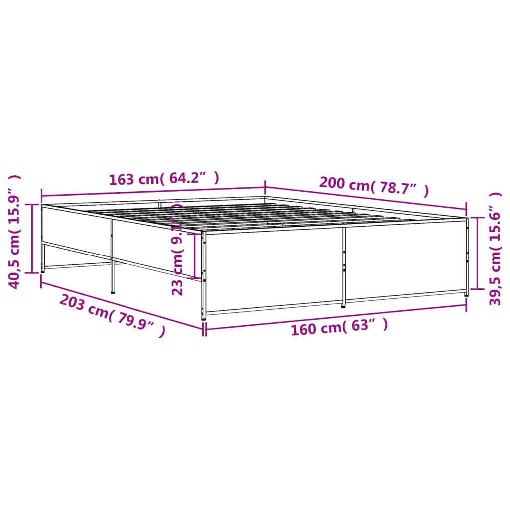 Bed Frame without Mattress Brown Oak 160x200 cm