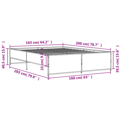 Bed Frame without Mattress Brown Oak 160x200 cm