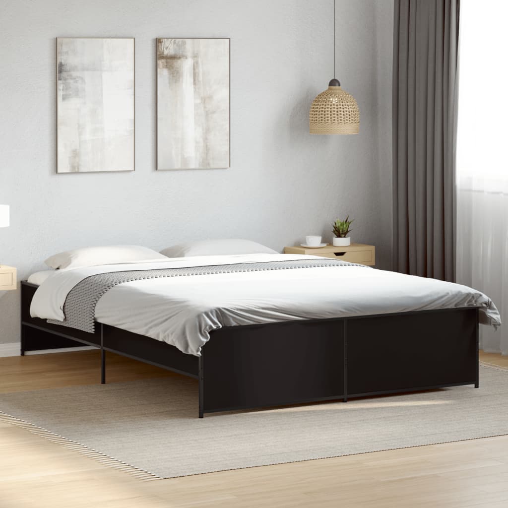 Bed Frame without Mattress Black 150x200 cm King Size